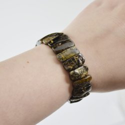 Green dark amber bracelet massive